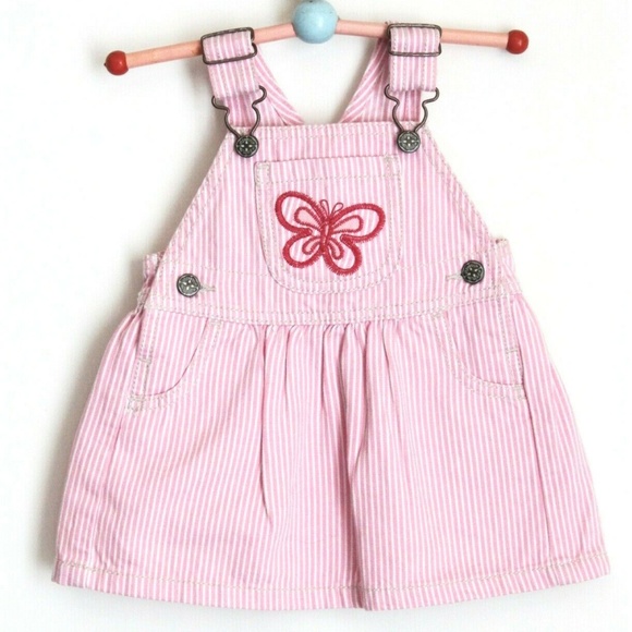 OshKosh B'gosh Other - OshKosh Overall Dress Vetbak Pink & White Stripe Bibs B'Gosh Cottagecore Kids